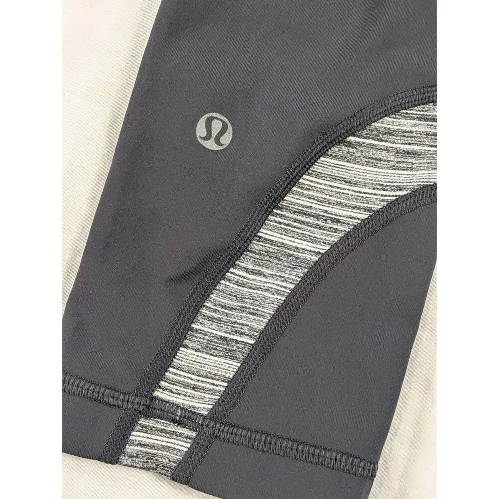 Lululemon Inspire Leggings Gray Pink Yoga Running Pockets Womens Sz 6